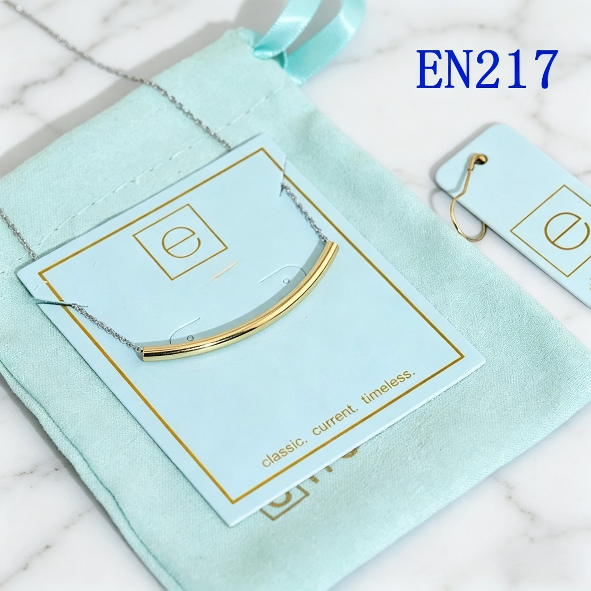 VKVVA Curved Tube Two-tone Pendant Necklace for Women Girl Fashion Jewelry Unique Birthday Gifts