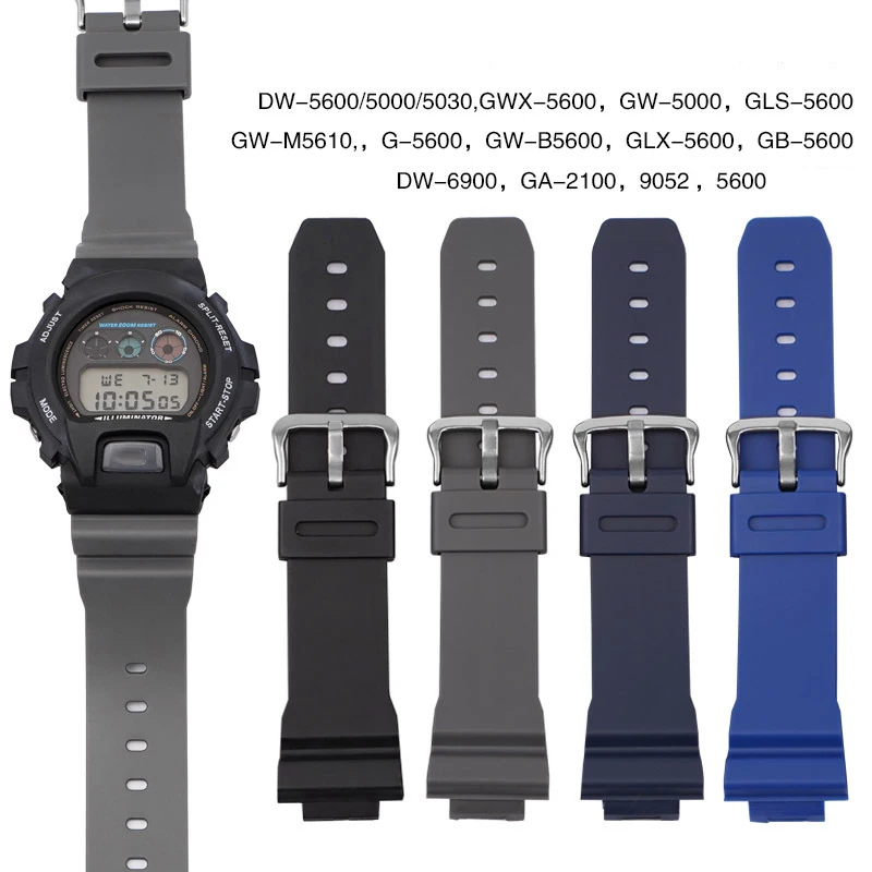 Rubber Strap for Casio G-SHOCK DW-5600 DW-6900 GW-M5610 5000 GA-2100 Men Sport Waterproof  TPU Replace Bracelet Watch Band 16mm