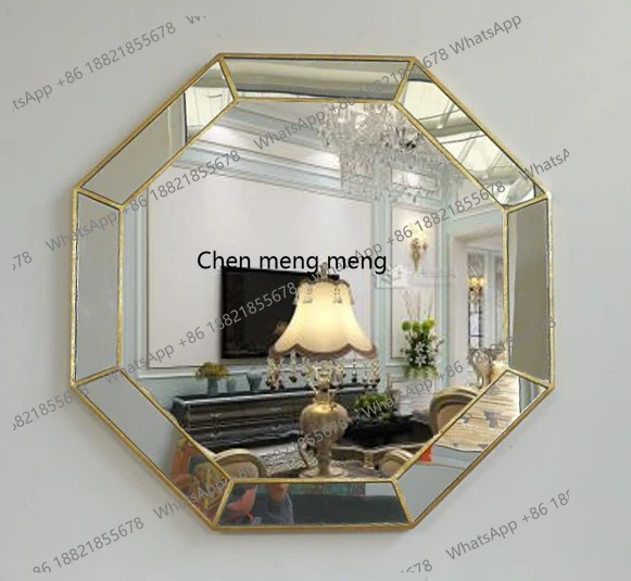 European retro patch porch wall-mounted decorative mirror gold special-shaped makeup mirror dresser mirror