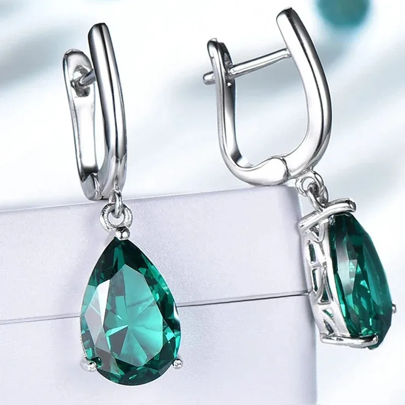 925 Sterling Silver for Women Drop Earrings  High Quality Gemstone Simple Blue  Original Wedding Party Fashion Jewelry Gift