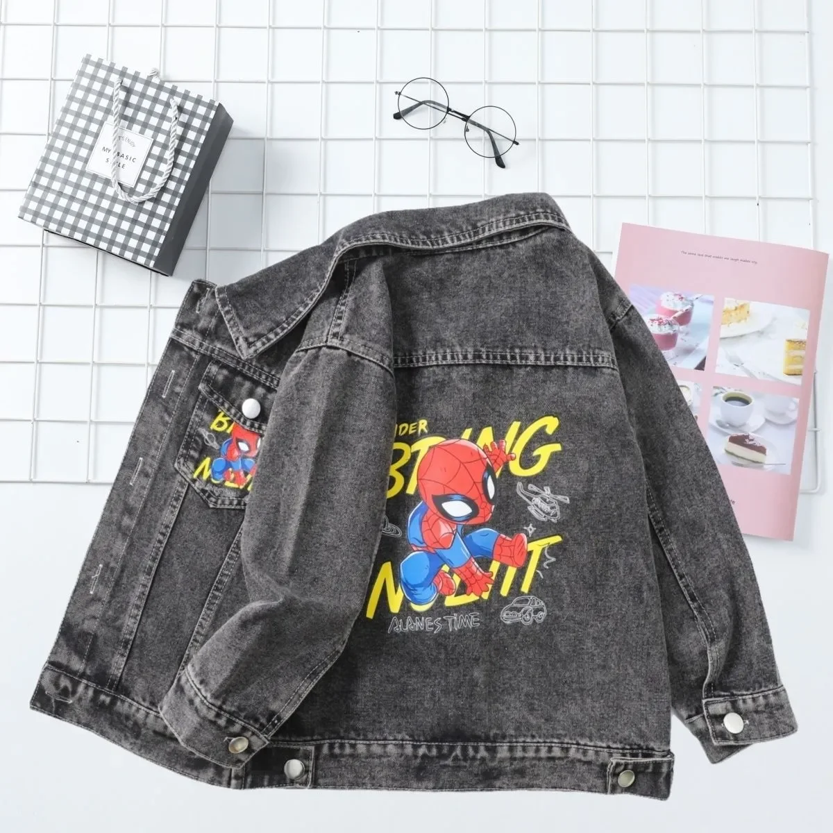 Miniso spiderman Denim Jackets Coats For Baby Boys Spring Autumn Kids fashion Long sleeve Casual Outerwear Children\'s Clothing