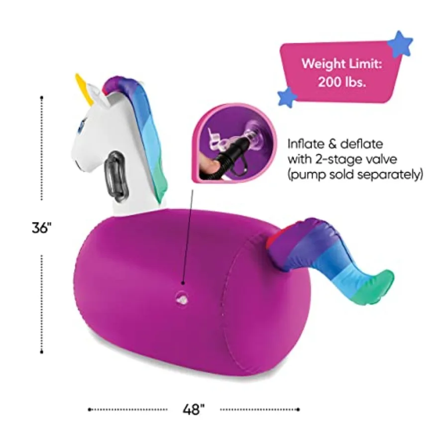 Hearthsong Hop N Go Aufblasbares Einhorn-Reit-Hüpfspielzeug für Kinder ab 5 Jahren – Ride On Bouncer Animal Hopper Jumping Toys für