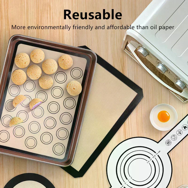 1Pc 42x29.5cm Silicone Baking Mat For Oven With 30 Circles Non Stick Heat Resistant Bakeware Sheets For Baking Cookie Macaron