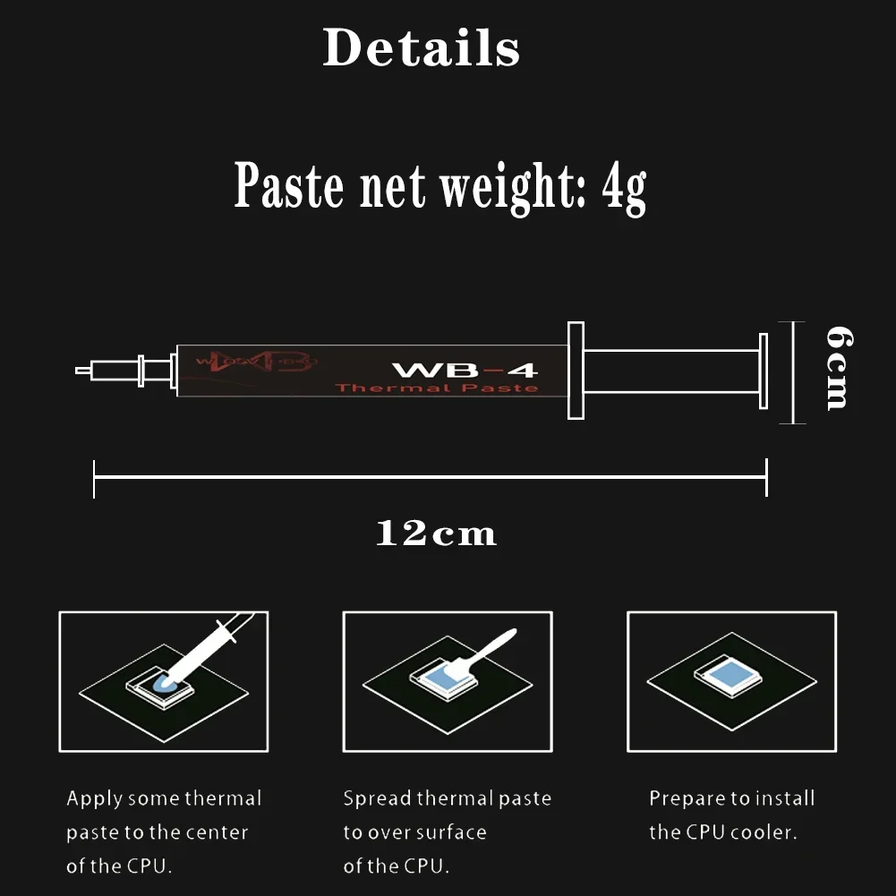 Wovibo-熱グリースペースト複合シリコン,WB-4,wb 4, 4g, 2g, 17重量/容積k, CPU,gpuプリンター,ヒートシンク,冷却