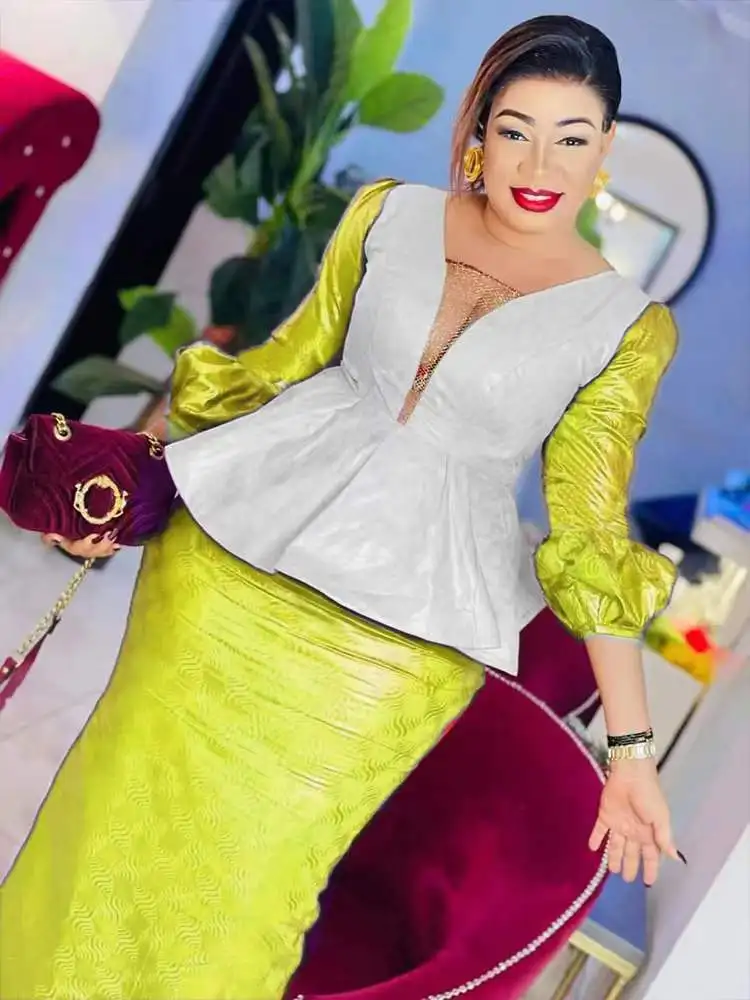 

Plus Size African Dresses for Women 2025 New Dashiki Gowns Guest Party Wear Evening Dresses 2 PCS Set Formal Occasion Clothing