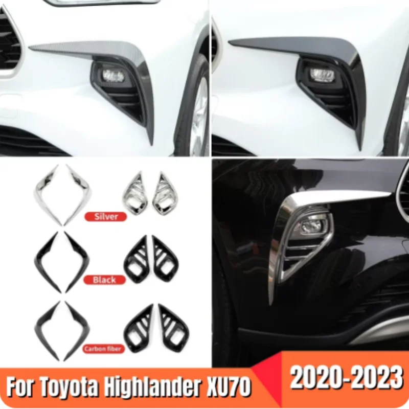 

For Toyota Highlander XU70 2021 -2024 Car Front Fog Lights Lamp Eyebrow Trim Cover Spoiler Wind Knife Blade Accessories