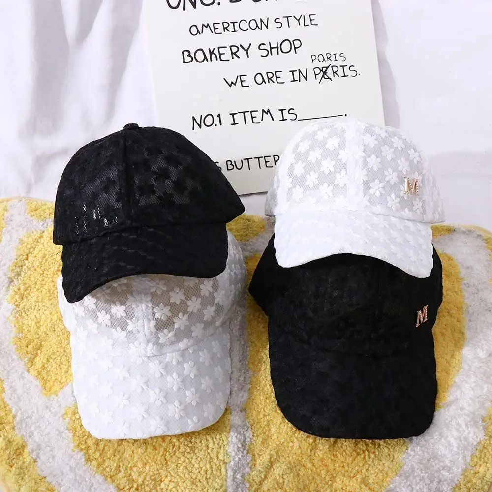 

Adjustable Fashion Girls Women Hip Hop Korean Mesh Hat Lace Flower Baseball Cap Visors Cap