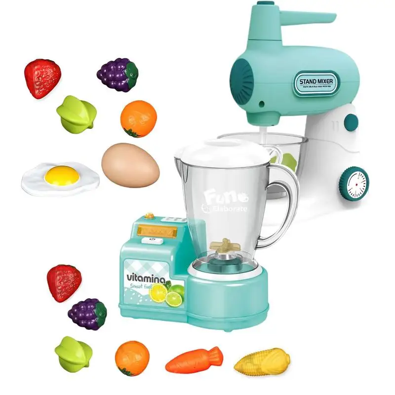 Children Role Play Kitchen Juicer Pretend Mixer Playset With Realistic Fruit Egg For Color Cognition Ability Kid Interactive Toy