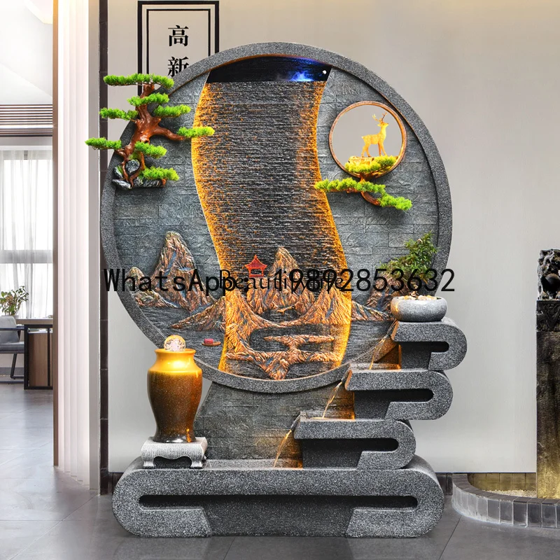 CC Parts And Accessories*Large Water Curtain Wall Chinese Water Fountain Screen Circulating Fish Tank Floor Ornament