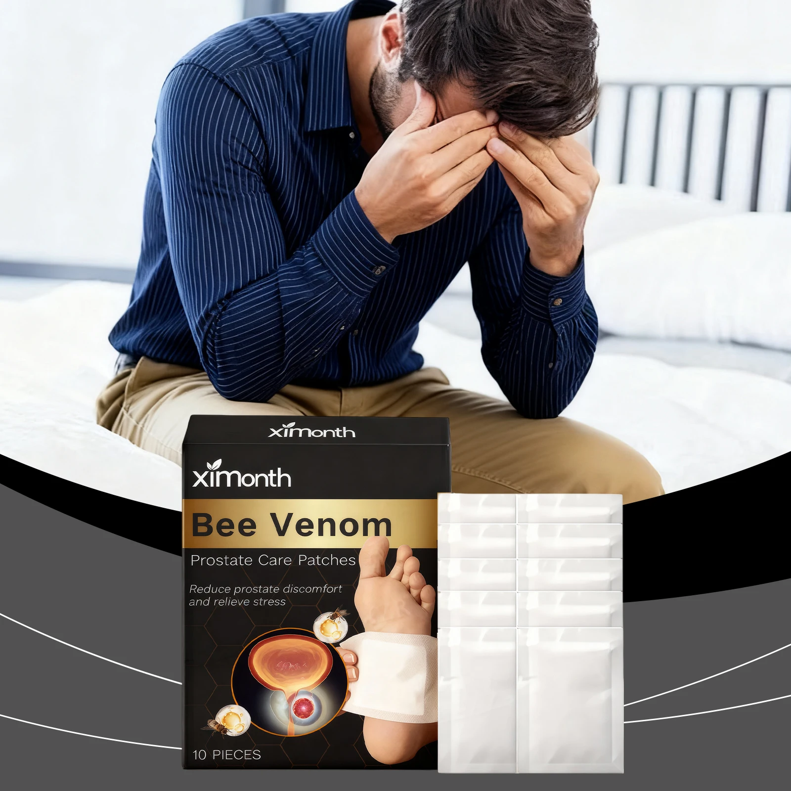 Bee Prostate Treatment Foot Patch Relieve Urethritis Urinary Recovery Enhance Kidney Function Prostatitis Support Foot Sticker