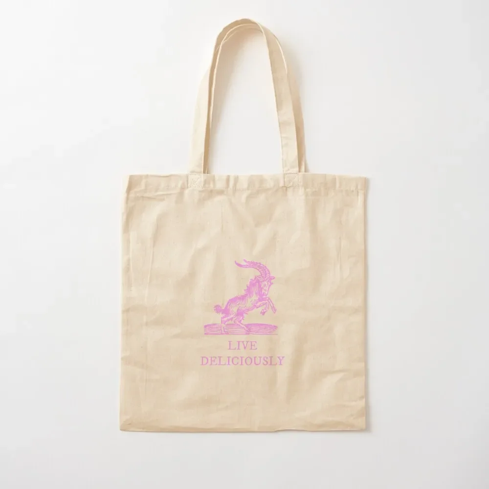 

Live Deliciously In Pink Tote Bag canvas tote bag Reusable bags Tote Bag