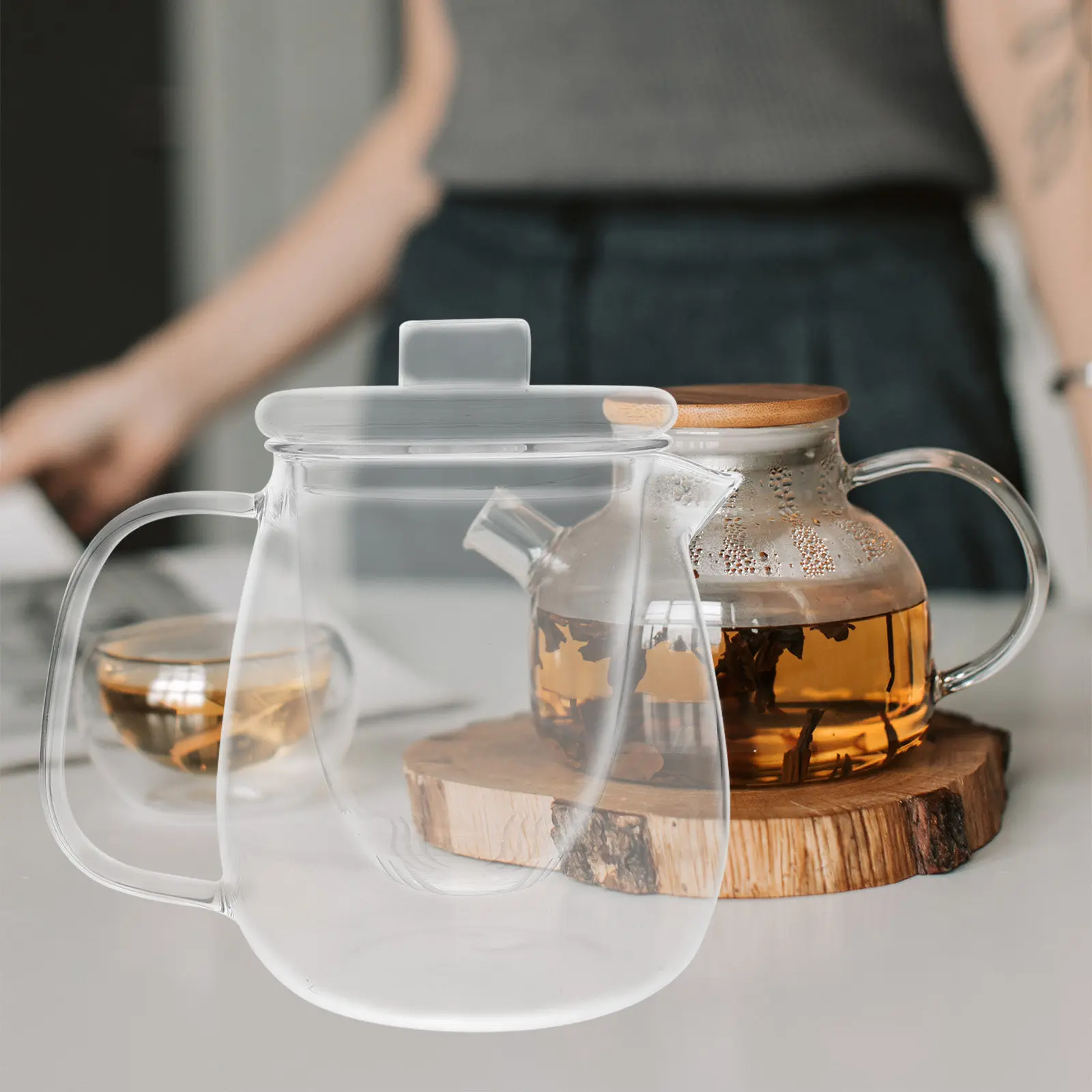 

Термостойкий стеклянный чайник-заварник классический, маленький, прозрачный, для листового, цветочного и фруктового чая, для домашнего использования