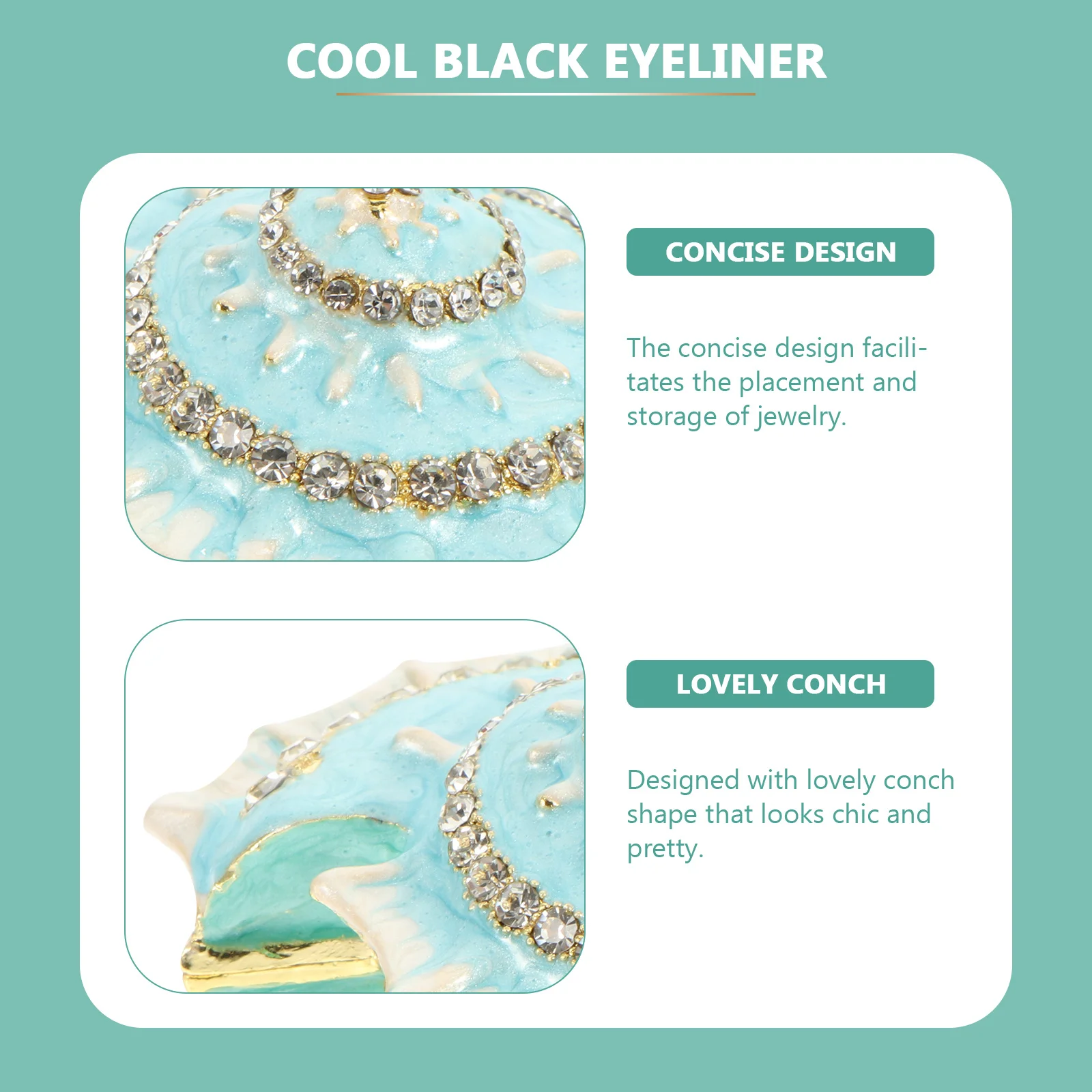 

Alloy Conch Shaped Jewelry Box Small Desktop Adornment Earrings Organizer Necklace Gift Wrapping Decorative Case