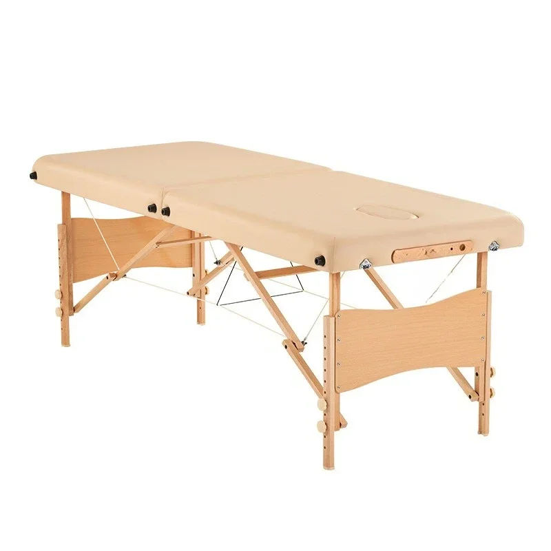 Folding beauty massage bed, solid wood beauty salon physiotherapy acupuncture massage bed lifting portable