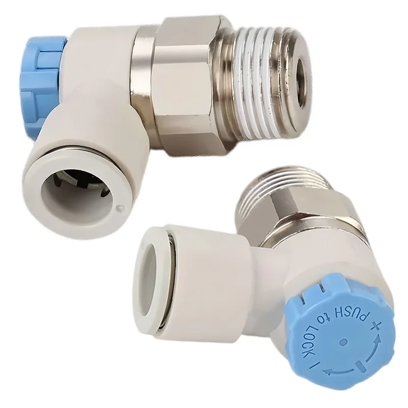 10PCS/Lot AS Pneumatic Elbow Throttle valve AS1211F 2211F 3211F Speed Controller With One-touch Fitting Meter-in Type Knob Lock