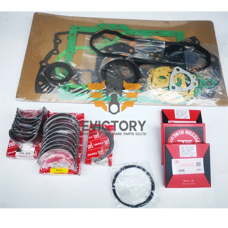 For Mitsubishi S3E9-T S3E9 S3E9T overhaul rebuild kit piston ring + complete head gasket + big small bearing