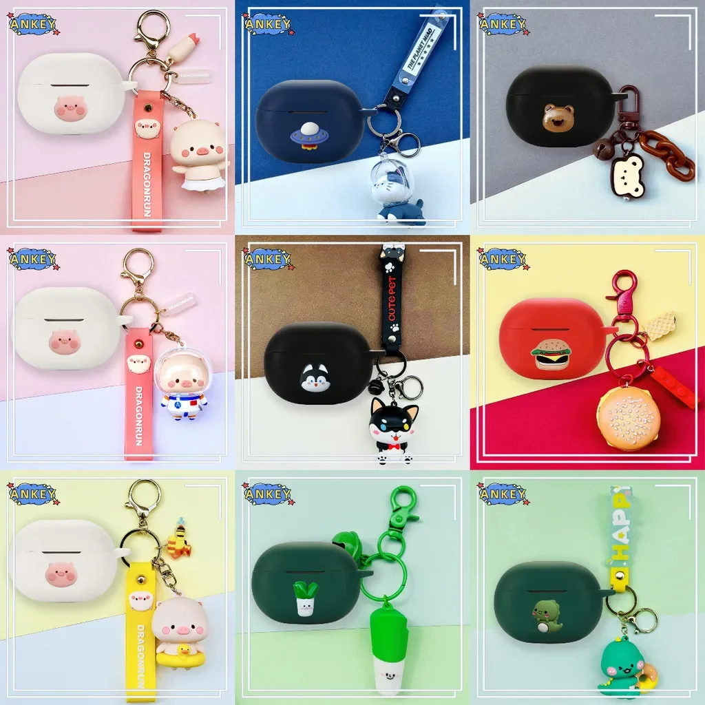 

Для Baseus AirGo AS01, AS10, AirGo 1, силиконовый чехол с кольцом, милая свинья, мягкий защитный чехол, кожа для гарнитуры с подвеской