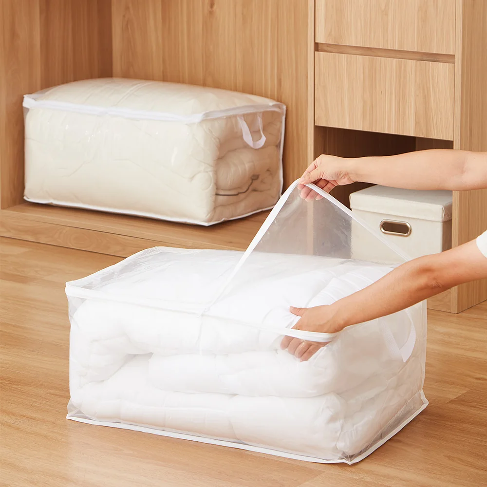 2/4PC Clear Storage Bags with Zipper, Underbed Storage Organizer for Clothes, Bedding, Comforter, Toys, Pillow & Blanket