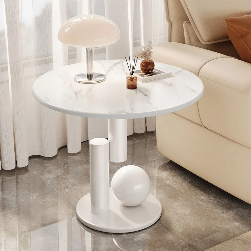 Scandinavian Minimalist Small Living Room Coffee Table Space Saving Side End Table Luxury Wooden Metal Black White Side Table
