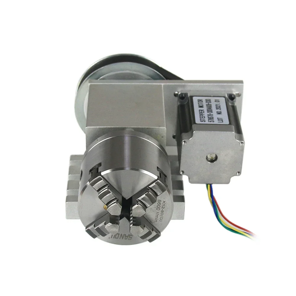 CNC 4th A Axis Rotary Axis 3 4-jaw 80mm 100mm Chuck CNC Indexing Head MT2 Tailstock Telescopic Stroke 45MM NEMA 23 Stepper Motor