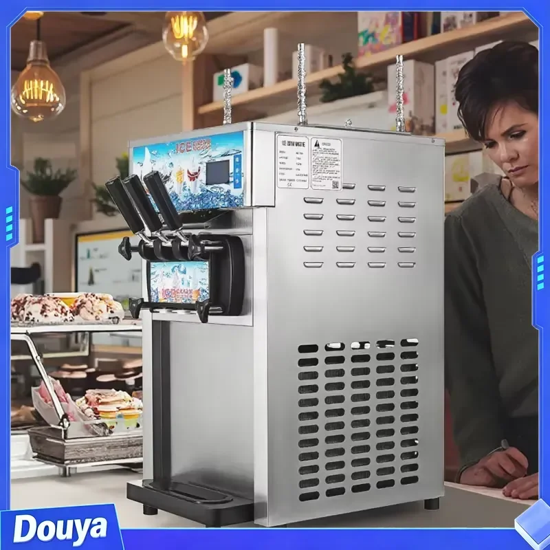 Three-color Soft Ice Cream Machine 220V/110V Make 18L/H Ice Cream Intelligent Desktop Ice Cream Maker