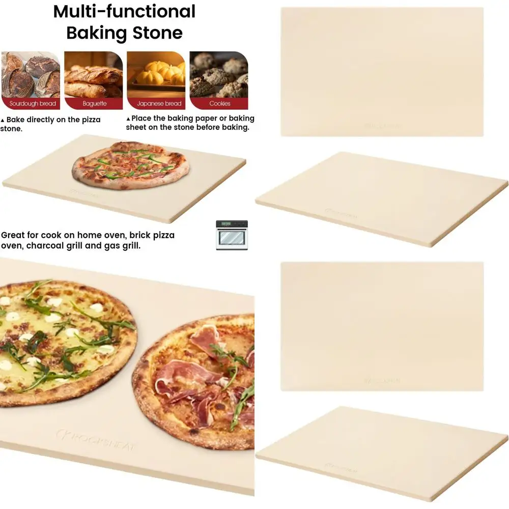

Rectangular Large 22x14 Inch Pizza Stones for Oven and Grill - Heavy Duty Cordierite Baking Stone for Pizza and Bread, Outdoor P