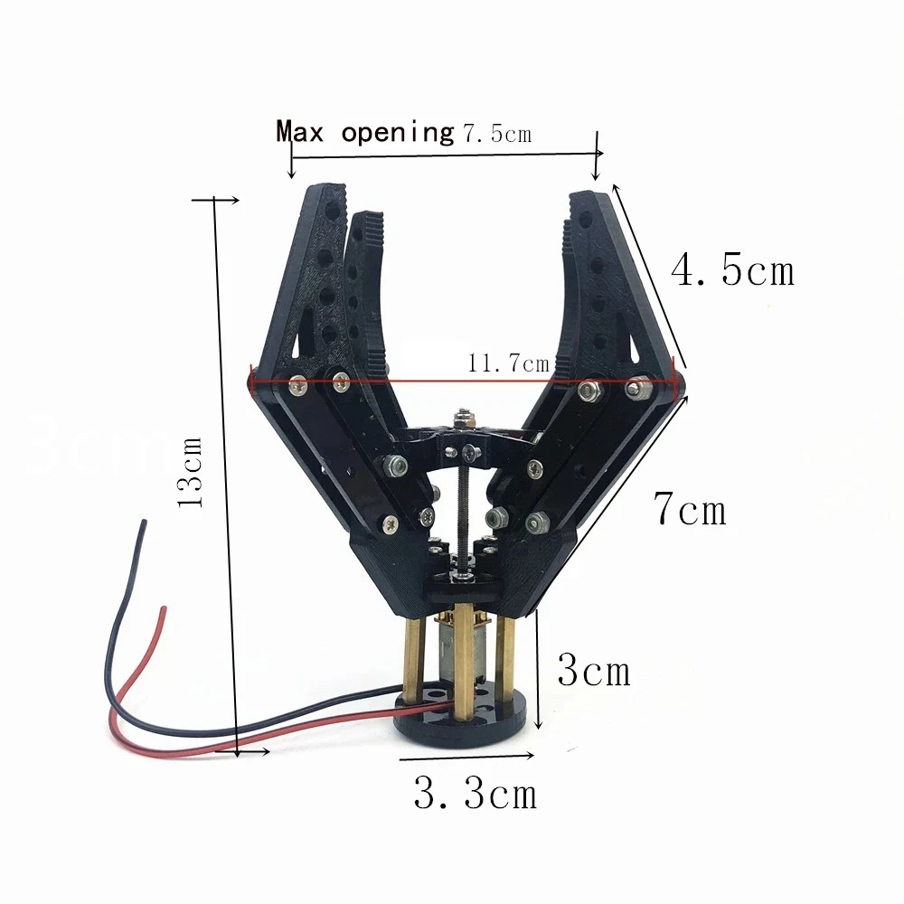 Impressão 3D N20 Braçadeira Do Motor, Acrílico Garra Mecânica, 6V, 300rpm, Garra Robótica para Arduino Braço Robô, programável, Kit DIY