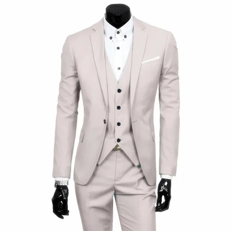 

Jacket Pants Vest Men's Suits Slim Fit Tuxedo Brand Fashion Dress Wedding Blazer New Arrival Work Male Business Coat Waistcoat