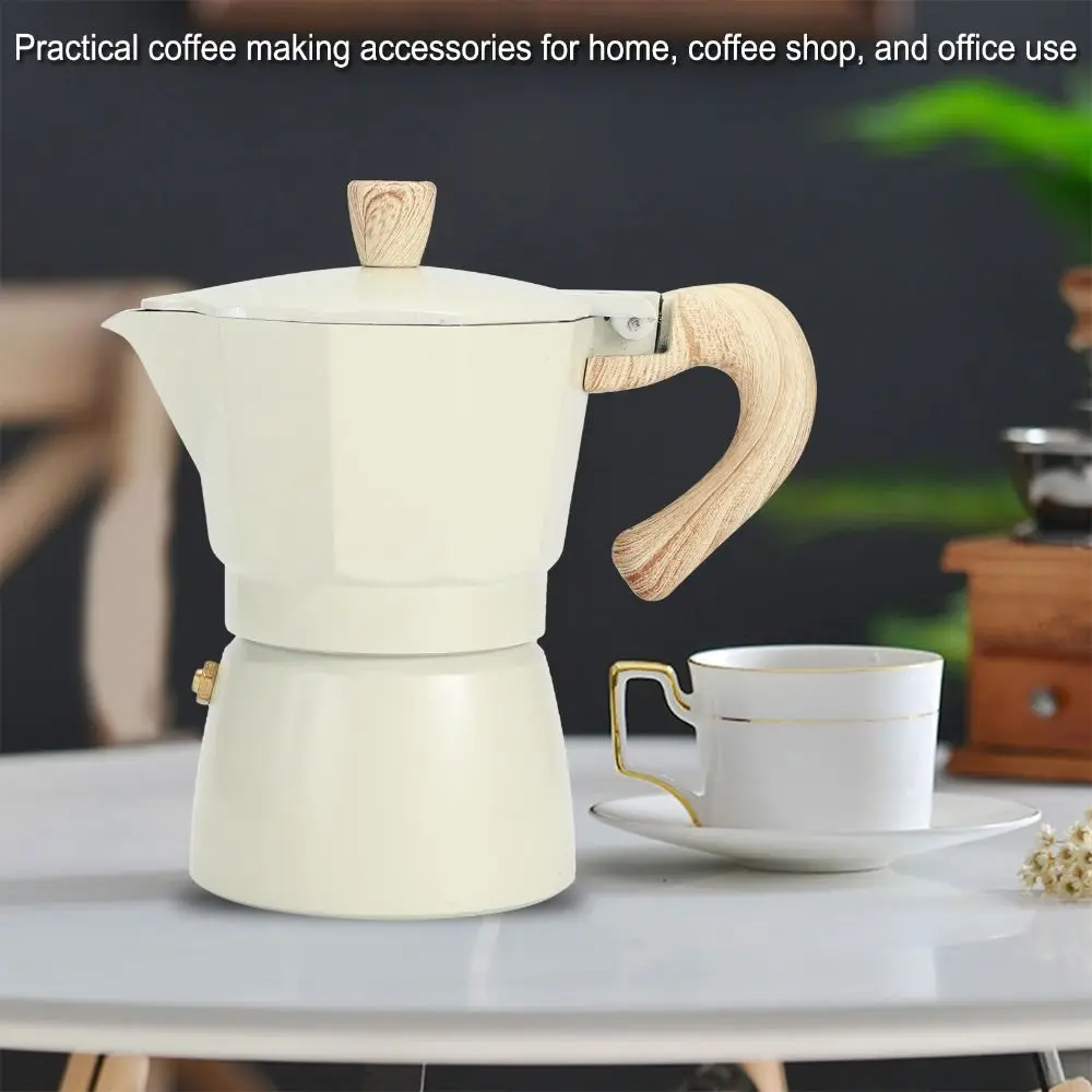Aluminium Aluminium Moka Pot Octagonal Faint Yellow Moka Pot 150ML/300ML 3-Cup/6-Cup Stovetop Espresso Maker Coffee Shop