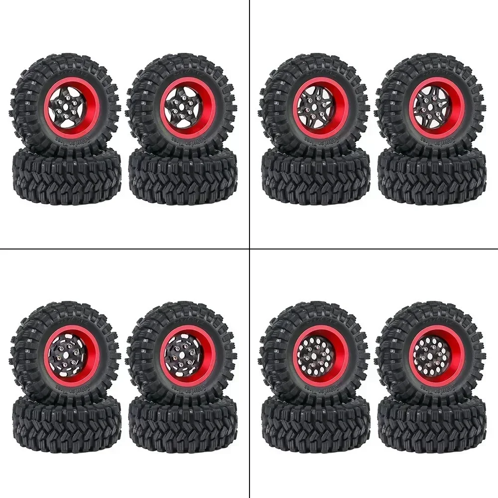

4pcs 62mm 1.2" Carbon Fiber Beadlock Wheel Tire Set For 1/18 1/24 RC Crawler Car TRX4M SCX24 AX24 FCX24 Upgrade Parts