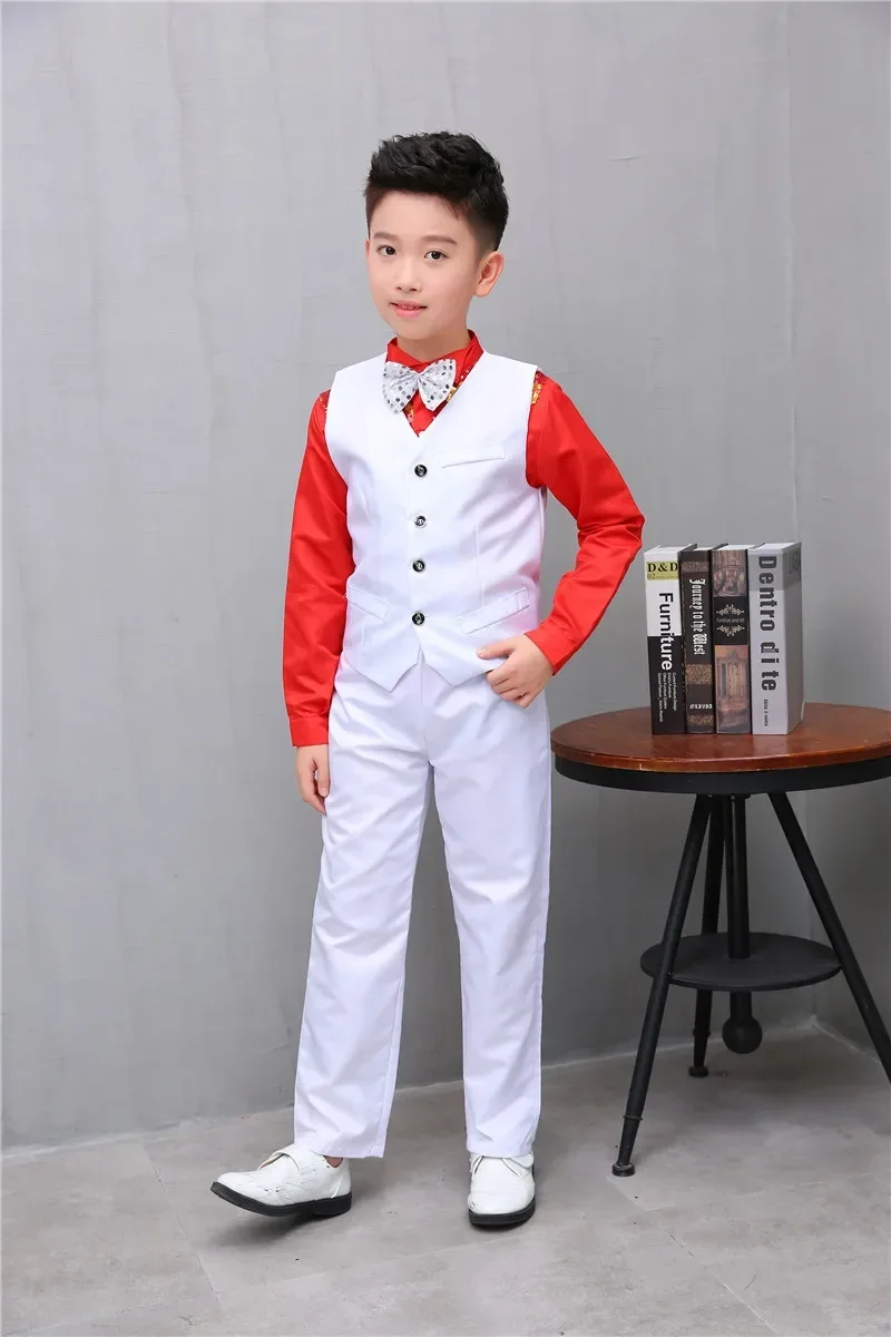 Children's Jazz Dance Latin Dance Piano Performance Dress Boy Show Host Boy Suit Vest Set