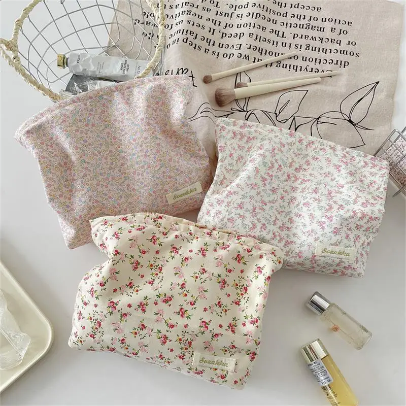 Leuke zoete bloemen make-up tas met grote capaciteit, draagbare reismake-up organizer, dames clutch, girly toilettas, etui