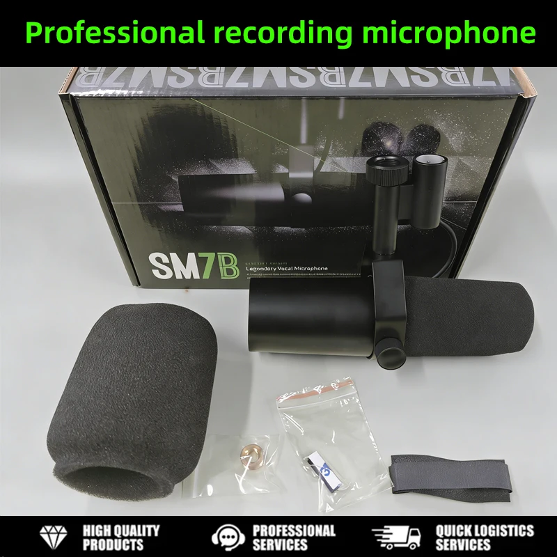 SM7B Vocal Dynamic Microphone – XLR Studio Mic Podcasting Recording Broadcasting Streaming Gaming Sound Wide Frequency Range ﻿