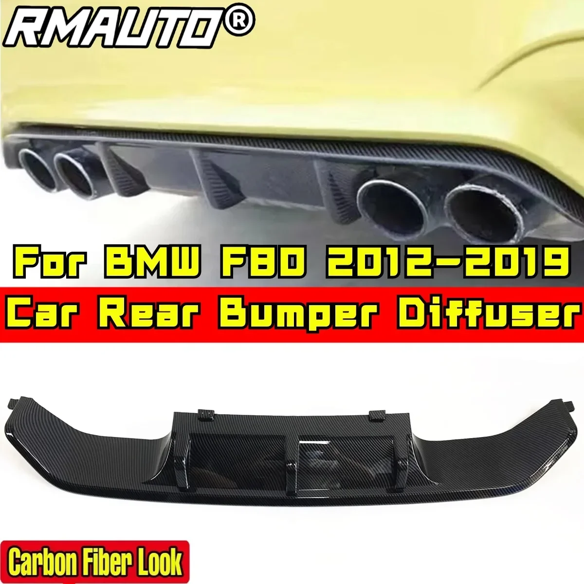 For BMW F80 2012-2019 Car Accessories BMW F30 Rear Bumper Lip Carbon Fiber Look Sport Style Lip Diffuser Splitter Guard Body Kit