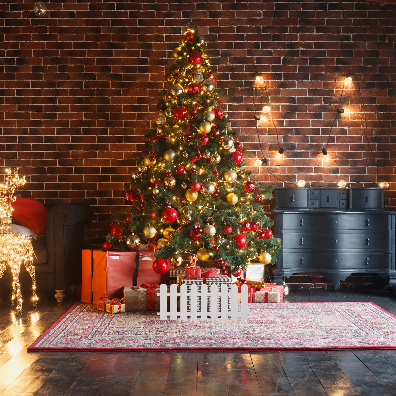 

Detachable Christmas Tree Fence White Plastic Reusable Space-Saving Holiday Decor Christmas Tree Base Decorative Fence Prop