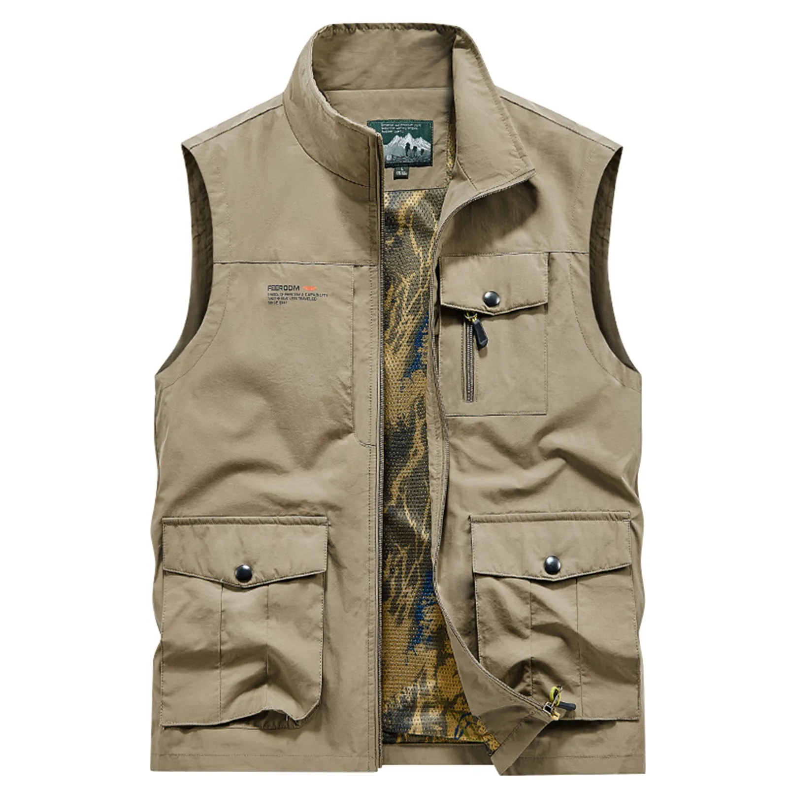 

Men Outdoor Vest Multi-Pocket Solid Color Fishing Director Reporter Work Waistcoat Photography Casual Vest Jacket Male