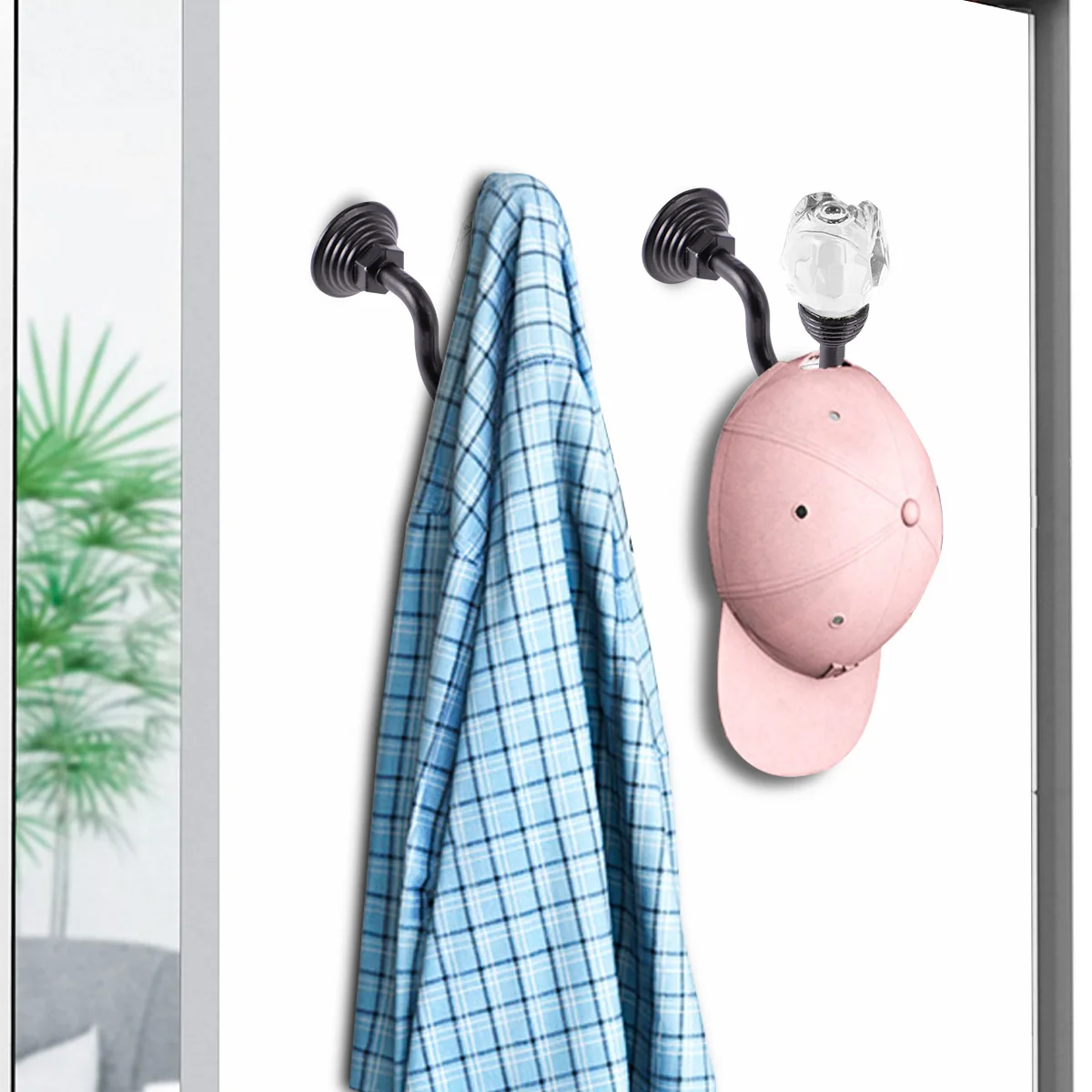 

1Pair Curtain Crystal Tiebacks Wall Hooks Aluminum Curtain Holder for Draperies Clothes Coat Hanging Black Household U Hooks