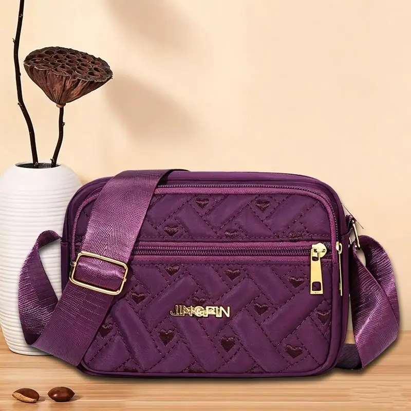 New Fashion Embroidery Women Nylon Square Handbags Lady's Shoulder Cross Body Female Casual Women's Zipper Handbag