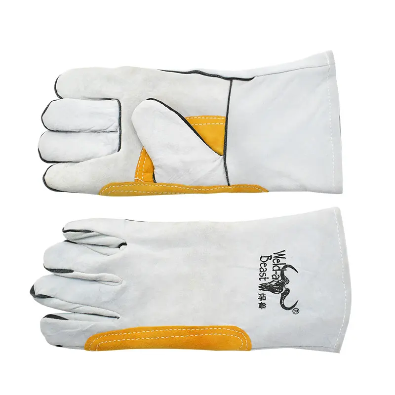 Extended Welding Gloves Double Spliced Cowhide Suitable For Barbecue Baking Work Full Protection of the Palm to Prevent Burns image 4