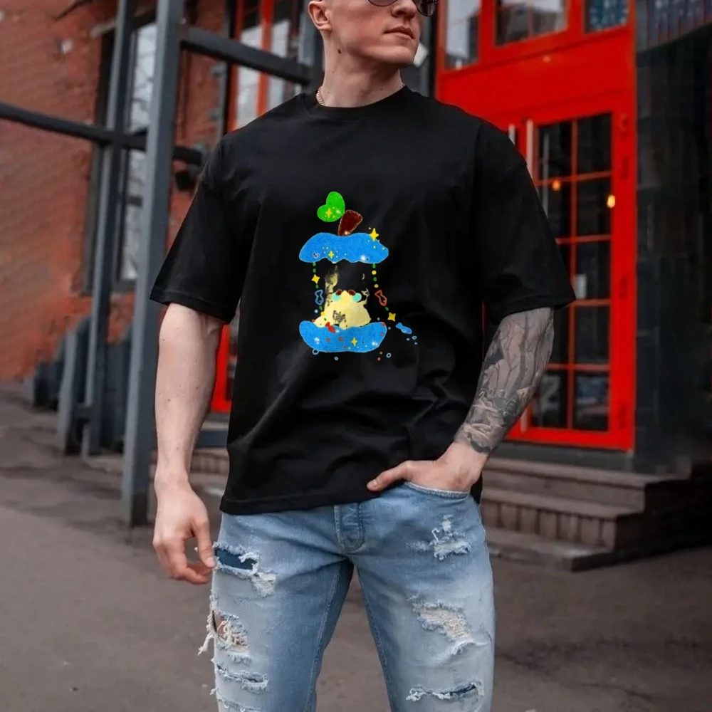 T-shirt da donna in cotone Y2K Cartoon Apple Creature GraphicCute VibeWhite Top ampio T-shirt grafica Y2K in cotone 100%