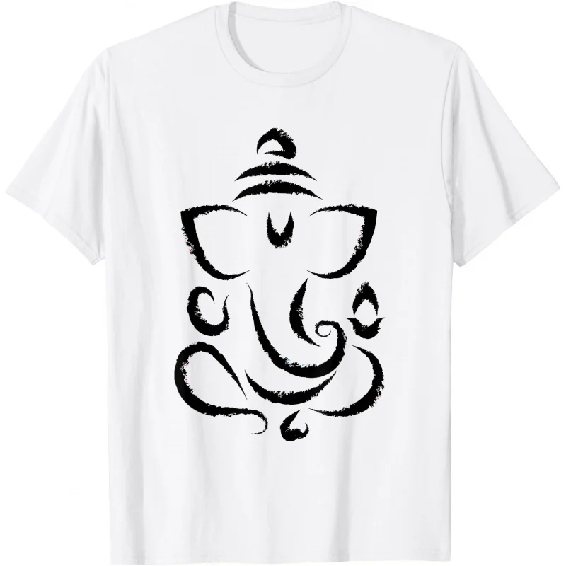 0413 Elephant Om Yoga Ganesha Indian God Ganesh Gift T-Shirt Hindu Mythology print Short Sleeve Graphic clothes All size tops