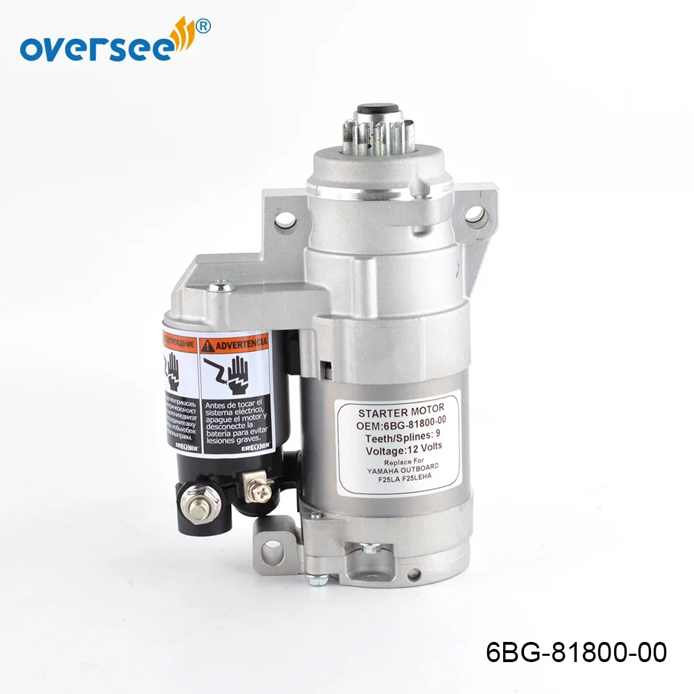 OVERSEE 6BG-81800 Starter Motor For Yamaha Outboard Motor 4 Stroke F25 T25 F40 6BG-81800-00