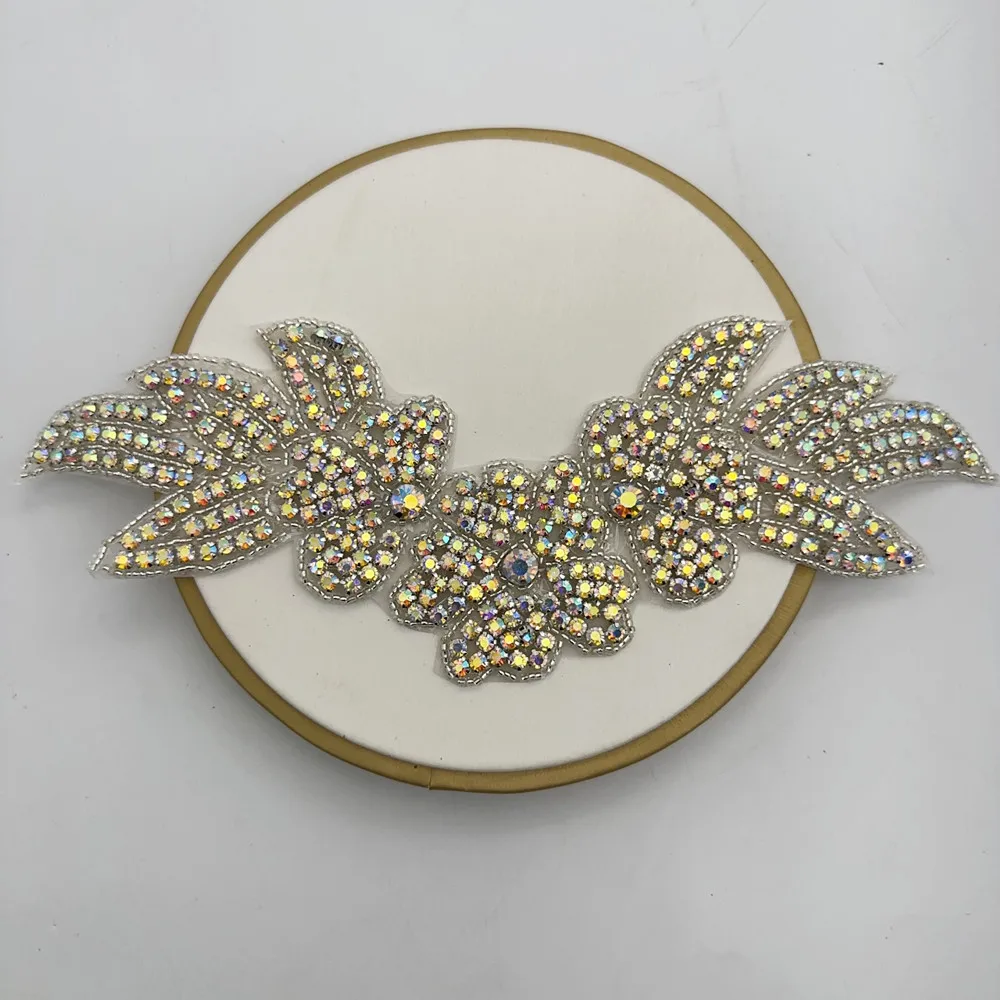 1PCS Bridal Beaded Rhinestones Patches Pearl  Appliques For Wedding Or Birthday Dress