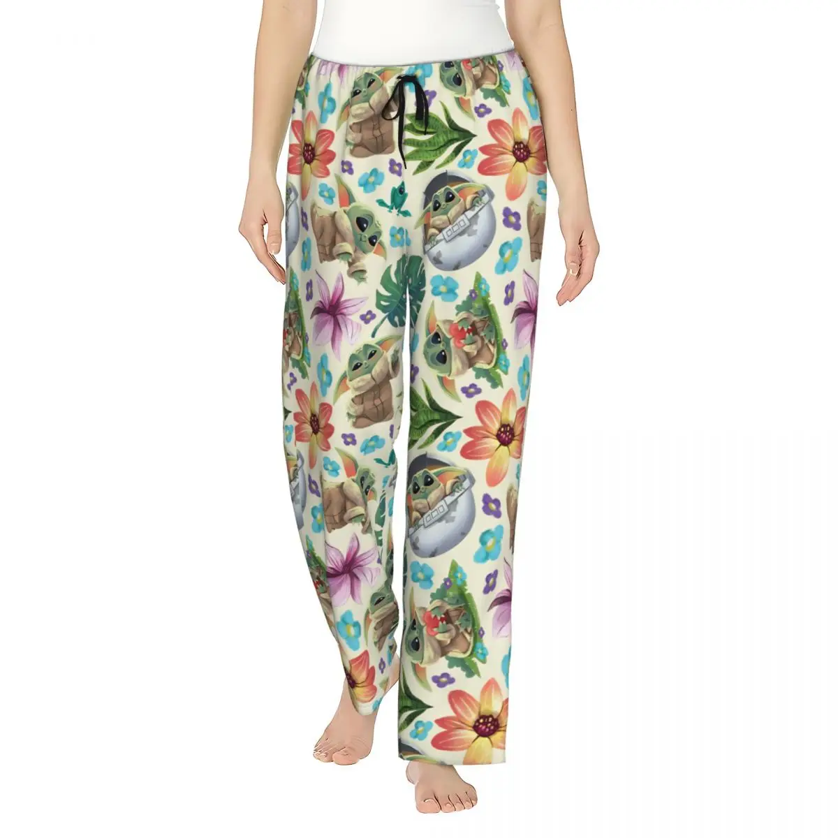 Pantalones de pijama elásticos de Star Wars para mujer, estilo Baby Yoda, para dormir en casa