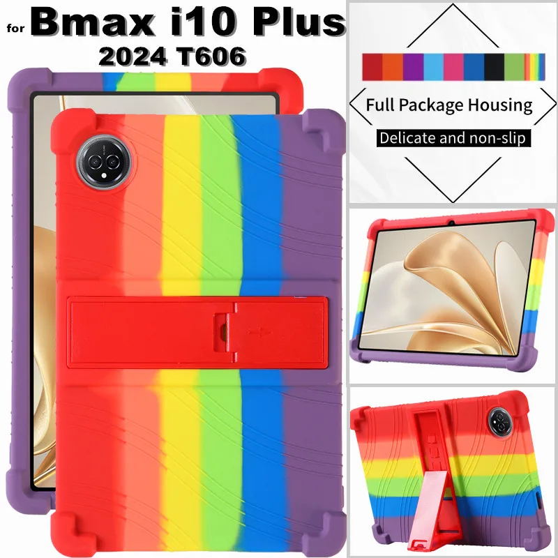 for Bmax MaxPad i10 Plus 10.1 Inch 2024 Tablet Case Soft Silicone Adjustable Kickstand Cover Shockproof Kids Safe Cover