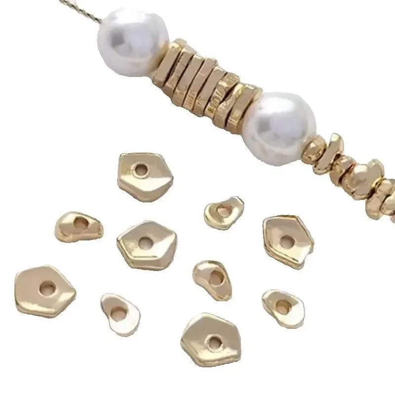 خرز غير منتظم بلون ذهبي عيار 14 قيراط، فواصل صغيرة على شكل خاص من الذهب المكسور، إكسسوارات مطرزة يدويًا، مواد مجوهرات ذاتية الصنع #4