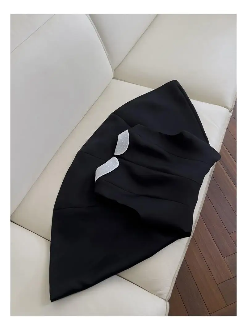 فستان أسود قصير بدون أكمام بتصميم عتيق مع ياقة دانتيل، تنورة قصيرة على شكل حرف A من ألياف البوليستر، أسلوب حلو للمناسبات العا...