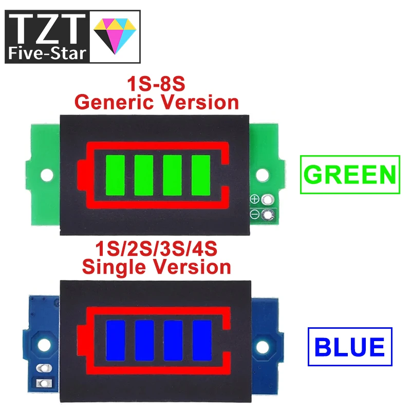 1S 2S 3S 4S Single 3.7V Lithium Battery Capacity Indicator Module 4.2V Blue Display Electric Vehicle Battery Power Tester Li-ion