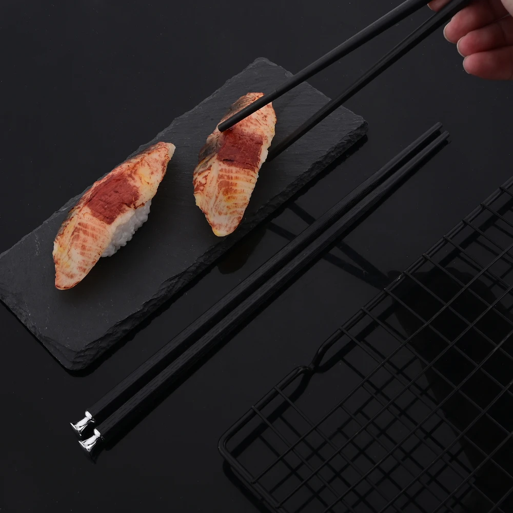 10Pcs Black Silver Portable Travel Cutlery Set Chopsticks Spoon Stainless Steel Korean Dinnerware Set Luxury Tableware Set