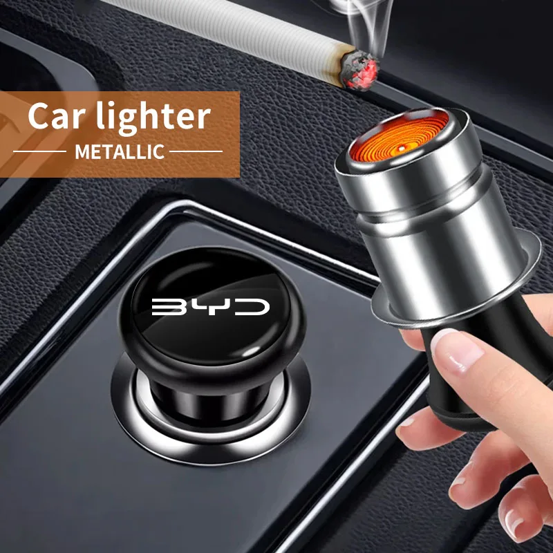 12V Metal Car Windproof Flameless Cigarette Lighter Power Socket Plug For BYD S6 S7 S8 F3 F6 F0 M6 G3 G5 G7 E6 L3 T3 13 E5 E6 ﻿
